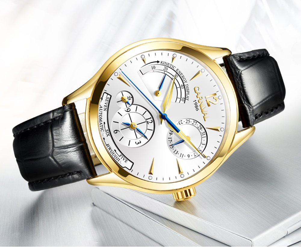 Automatic Men's Analog Dress Watch with Kinetic Energy Display - Stylish Casual Timepiece for Business, Office & Everyday Wear