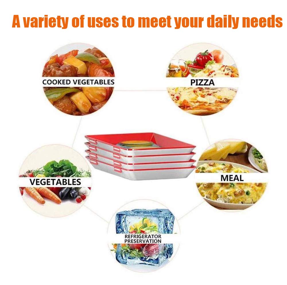 3-Pack Magic Vacuum Sealing Food Storage Containers with Elastic Film Buckle - BPA-Free Plastic Keep Fresh Trays for Fruits, Vegetables & Meal Prep | Airtight Kitchen Organizer for Fridge & Pantry