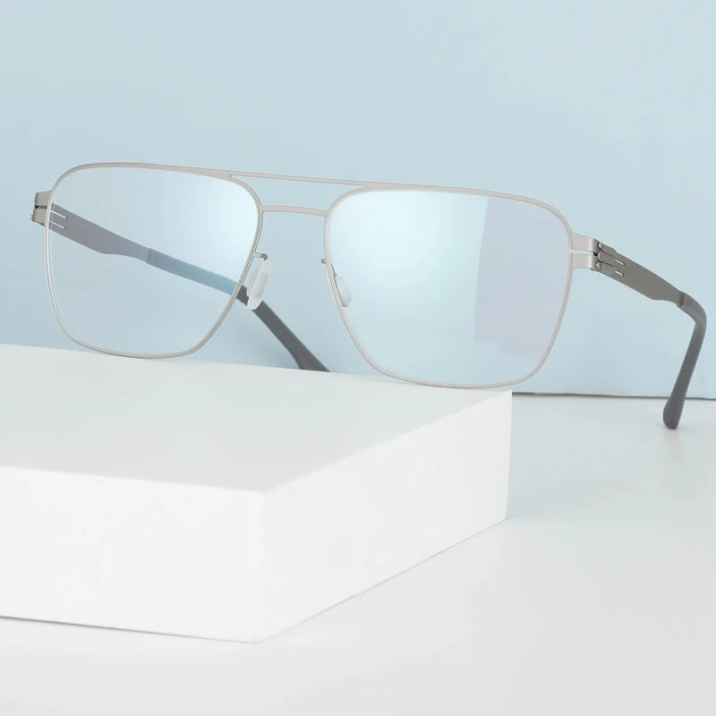 Stylish Black Square Double Bridge Women's Eyeglasses BM001 - Full Rim Stainless Steel Frame for Fashion & Everyday Wear