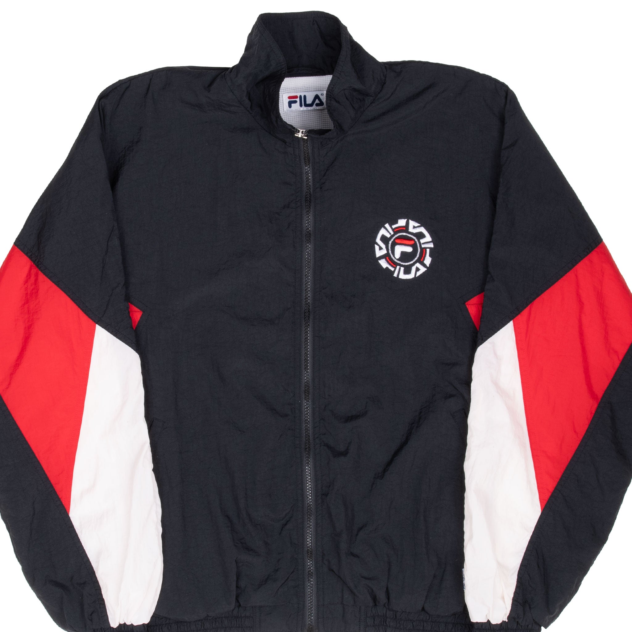 Vintage Fila Black Windbreaker Jacket 1990s Medium - Retro 90s Sportswear for Running, Hiking & Casual Streetwear