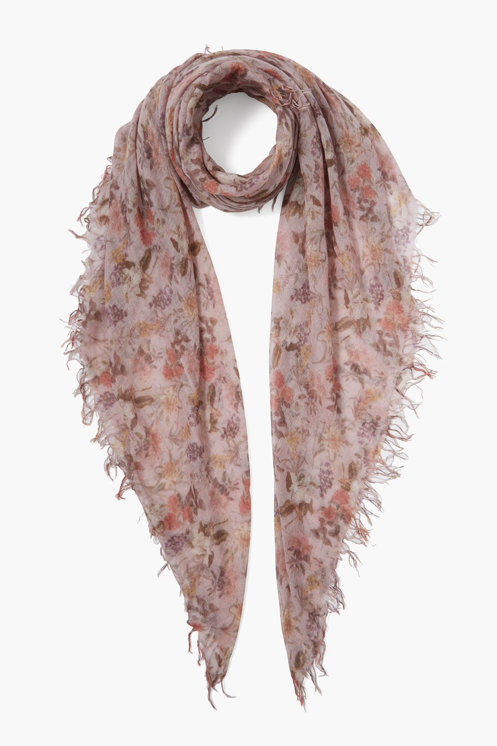 Luxury Cashmere Silk Scarf - Soft Mauve Floral Pattern Wrap for Women | Elegant Winter Accessory for Office, Travel & Special Occasions