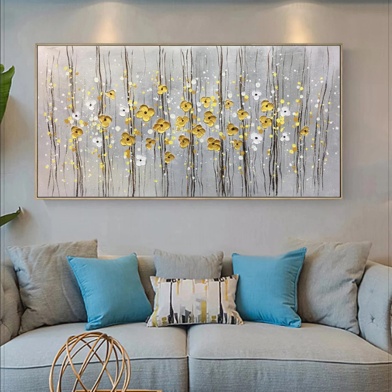 FT 111 Floral and Tree Landscape Oil Painting - Handmade Canvas Art for Home Decor, Living Room Wall, Office & Gift