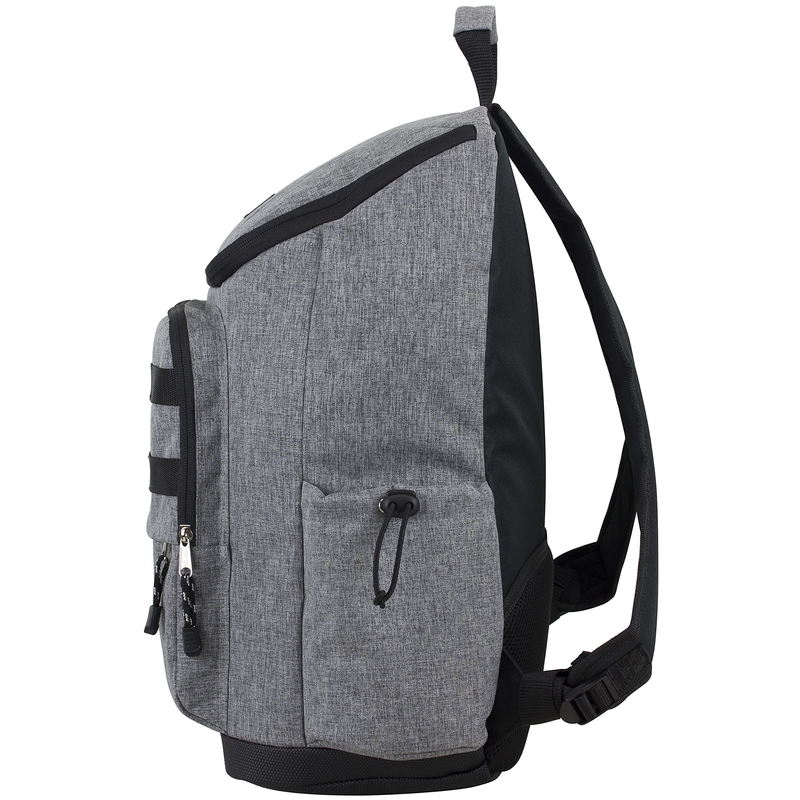 FUEL Multi-Pocket Cargo Travel Backpack - Waterproof Laptop Bag with Top-Loader Entry & USB Charging Port - Black Gray Chambray - Perfect for Business Trips, Hiking & College Students