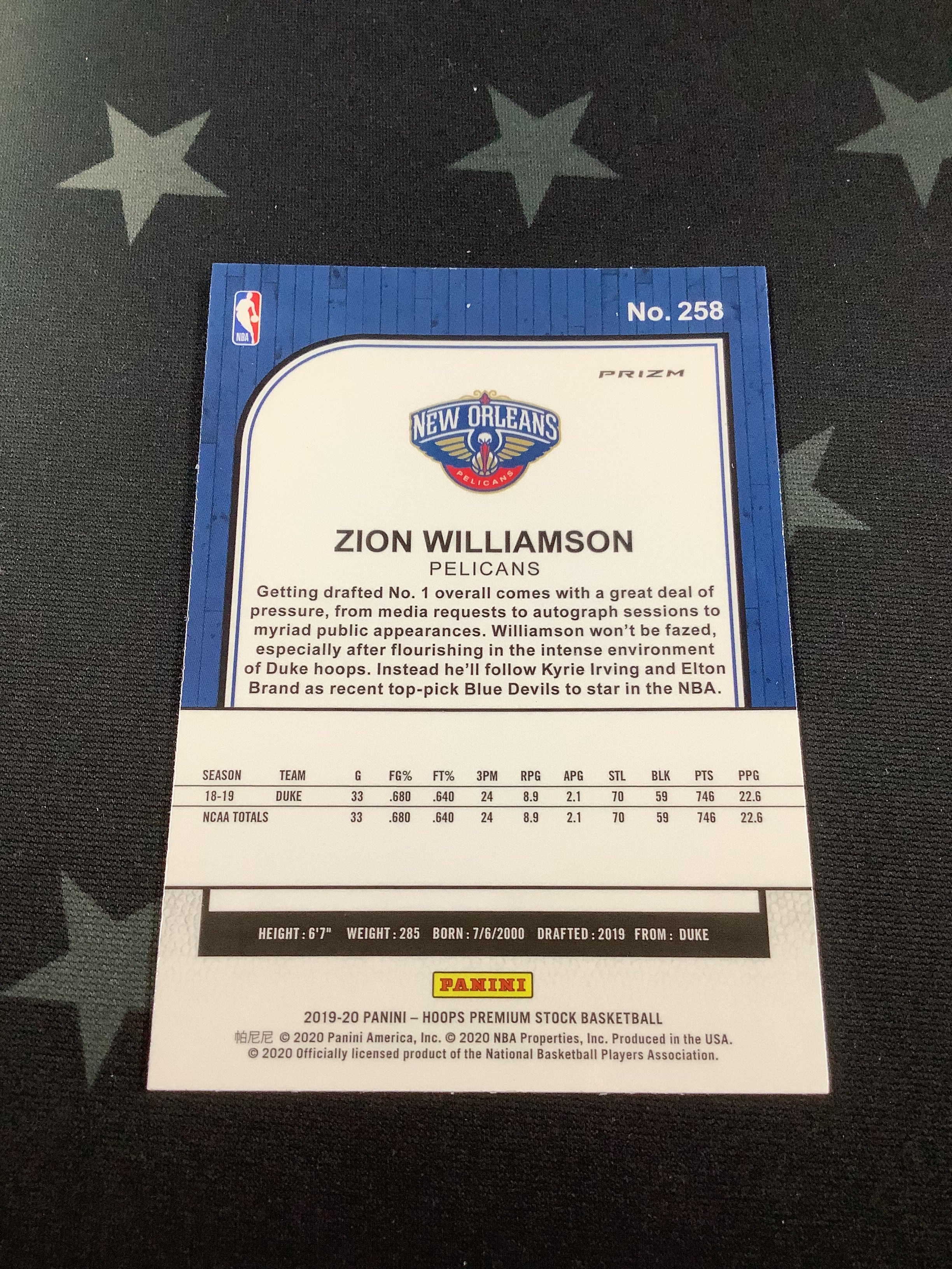 2019-20 Panini Hoops Premium Stock Zion Williamson Red Rookie Card - Collectible Basketball Trading Card for Fans & Investors