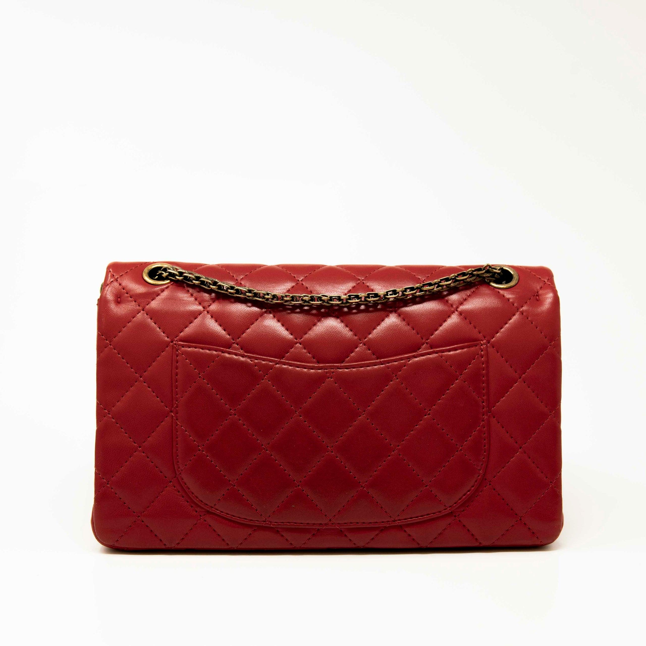 Authentic Chanel Red Lambskin 2.55 Reissue 226 Flap Bag - Luxury Designer Handbag for Women, Perfect for Date Night & Special Occasions