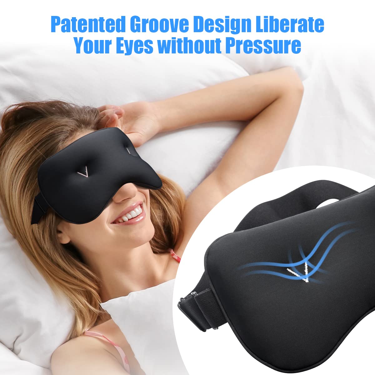 Weighted Eye Mask for Migraine & Headache Relief - Cooling Therapy Eye Pillow with Glass Beads for Sinus Pain, Dry Eyes & Dark Circles - Light Blocking Sleep Mask for Stress Relief & Better Sleep at Night