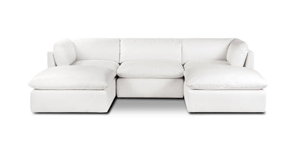 5-Seat Davos Modular Double Chaise Sectional Sofa - Modern L-Shaped Living Room Couch with Reversible Chaise for Home, Apartment & Office Lounge