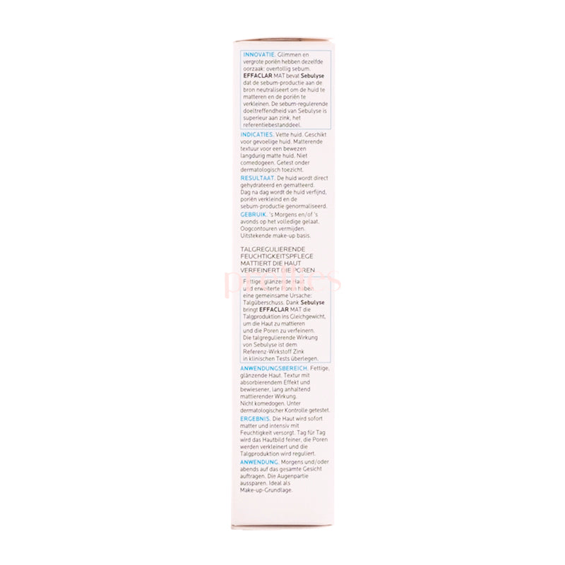 La Roche-Posay Effaclar Mat Mattifying Moisturizer for Oily Skin - Oil-Free Face Moisturizer with Sebum Control - 40ml - Perfect for Daily Skincare & Makeup Base
