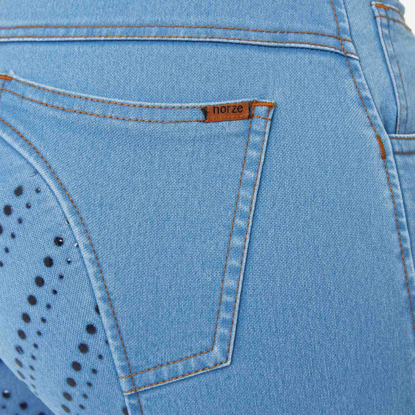 HORZE Women's Denim Full Seat Breeches - Equestrian Riding Pants for Horseback Riding & Show Jumping
