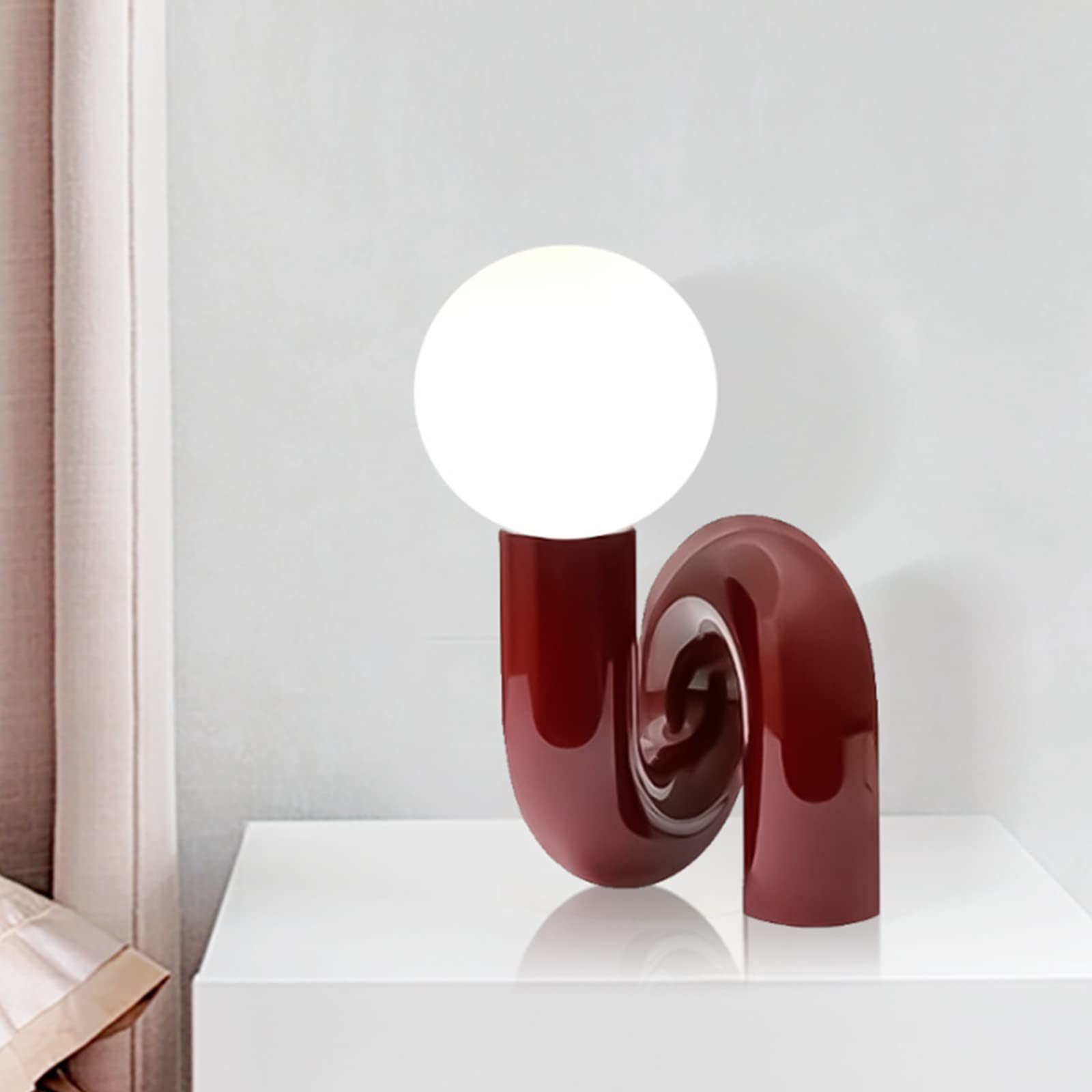 Minimalist Resin LED Table Lamp - Modern Glass Ball Bedside & Desk Light - Night Light for Bedroom, Living Room, Office, College Dorm - Perfect for Reading, Working & Home Decor
