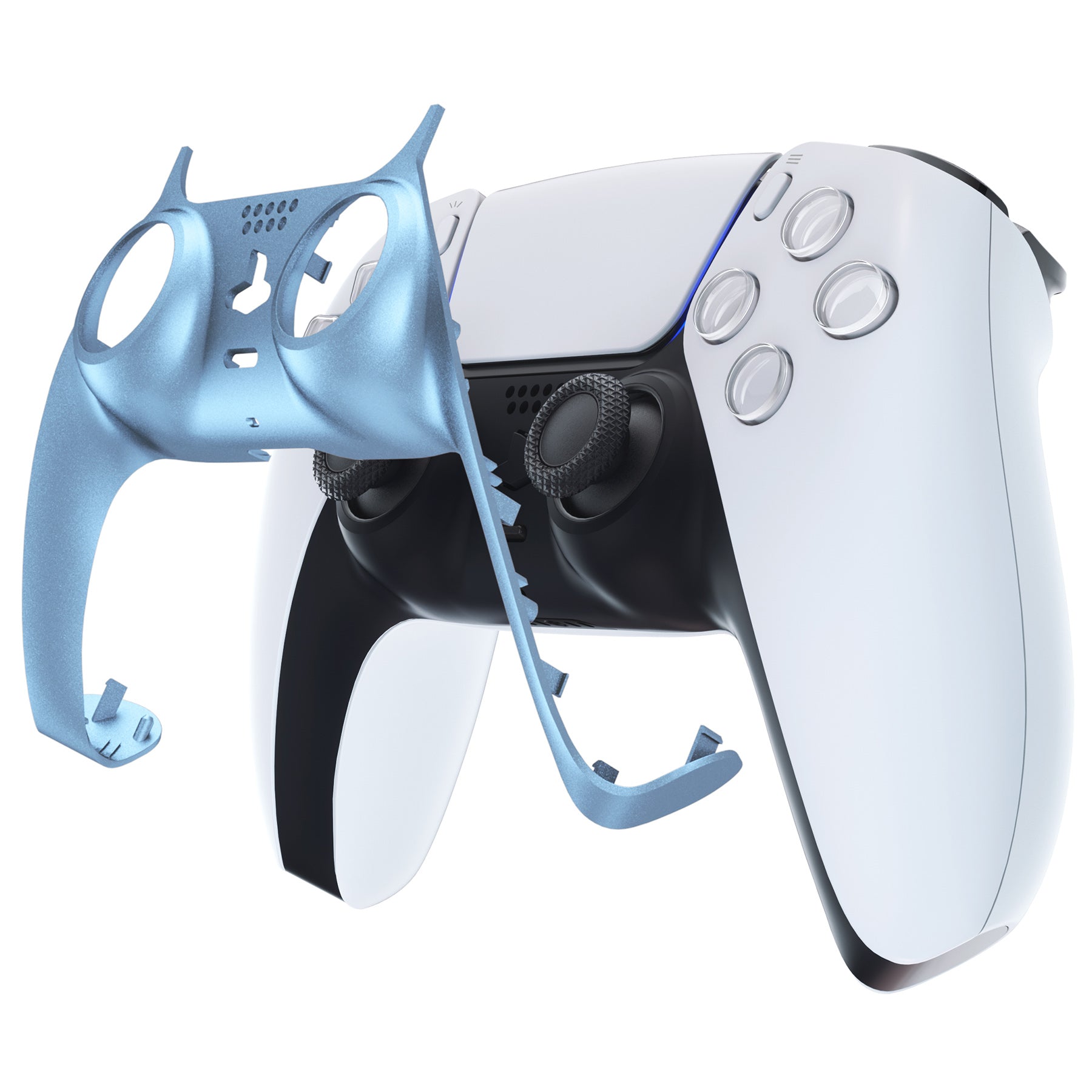 eXtremeRate Metallic Titanium Blue PS5 Controller Shell - DIY Replacement Cover with Custom Plates & Accent Rings (Model GPFP3016) | Perfect for Gaming Enthusiasts & Custom Mods