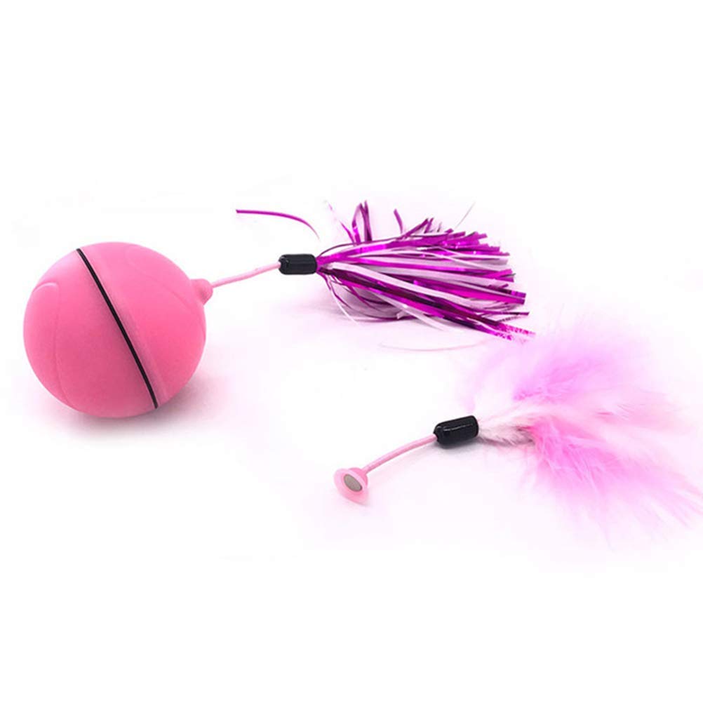 Interactive Cat Toy with Automatic Lighting & Tassel - Rolling Ball for Indoor Play, Exercise & Entertainment - Pink Pet Toy for Kittens & Adult Cats