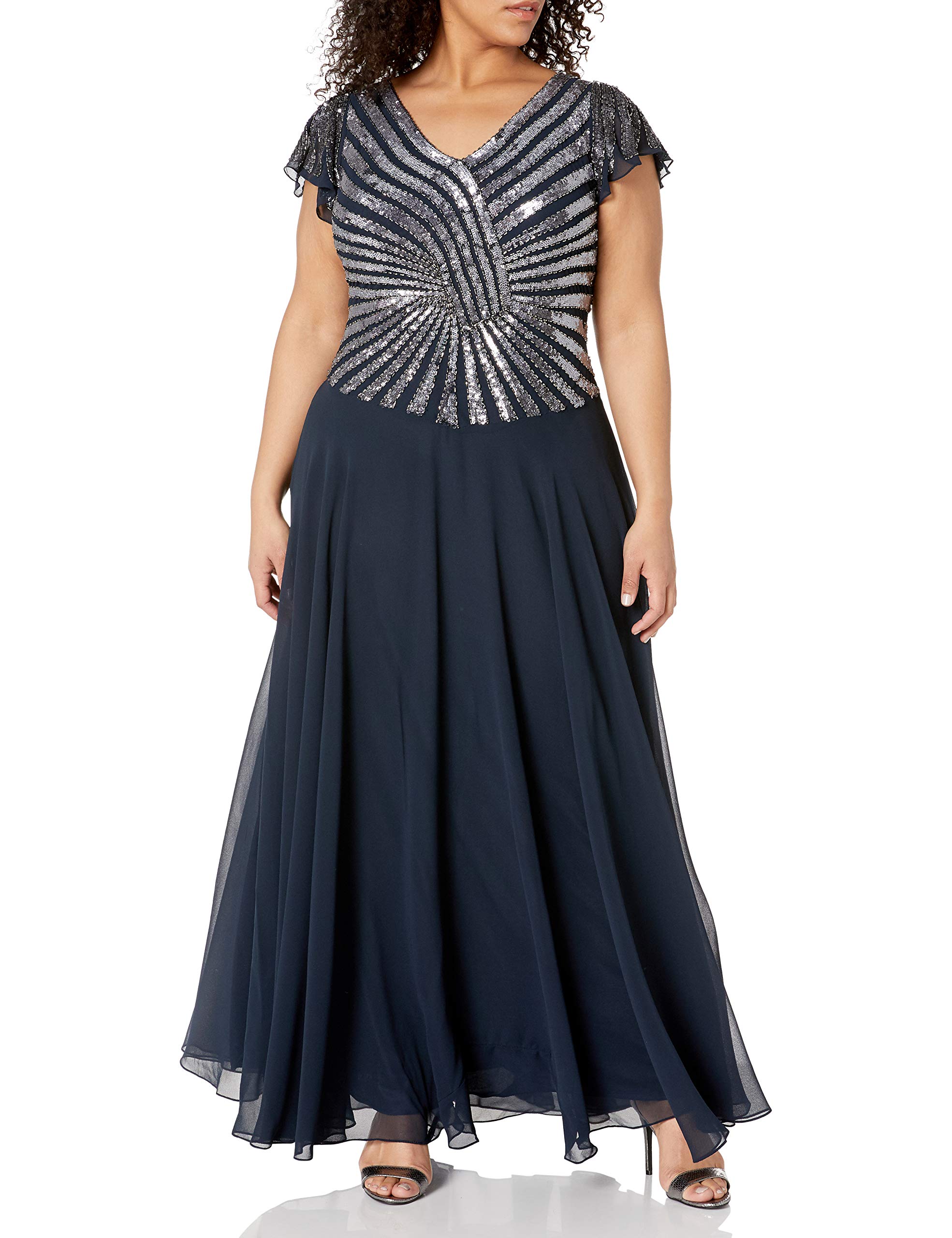 J Kara Women's Plus Size Beaded Pull-On Long Maxi Dress for Casual Wear, Beach Cover Up & Special Occasions