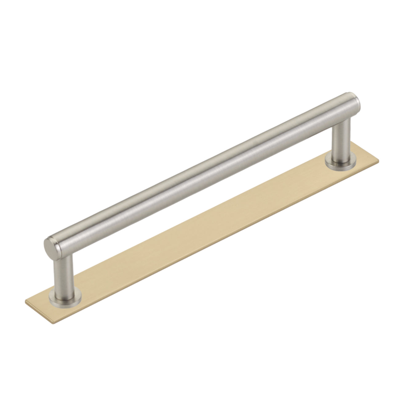 Dual Finish Maison No. 2 Smooth Champagne Bronze and Brushed Nickel Drawer Pulls and Cabinet Knobs with Backplate - Elegant Hardware for Kitchen Cabinets, Dressers & Furniture Upgrade
