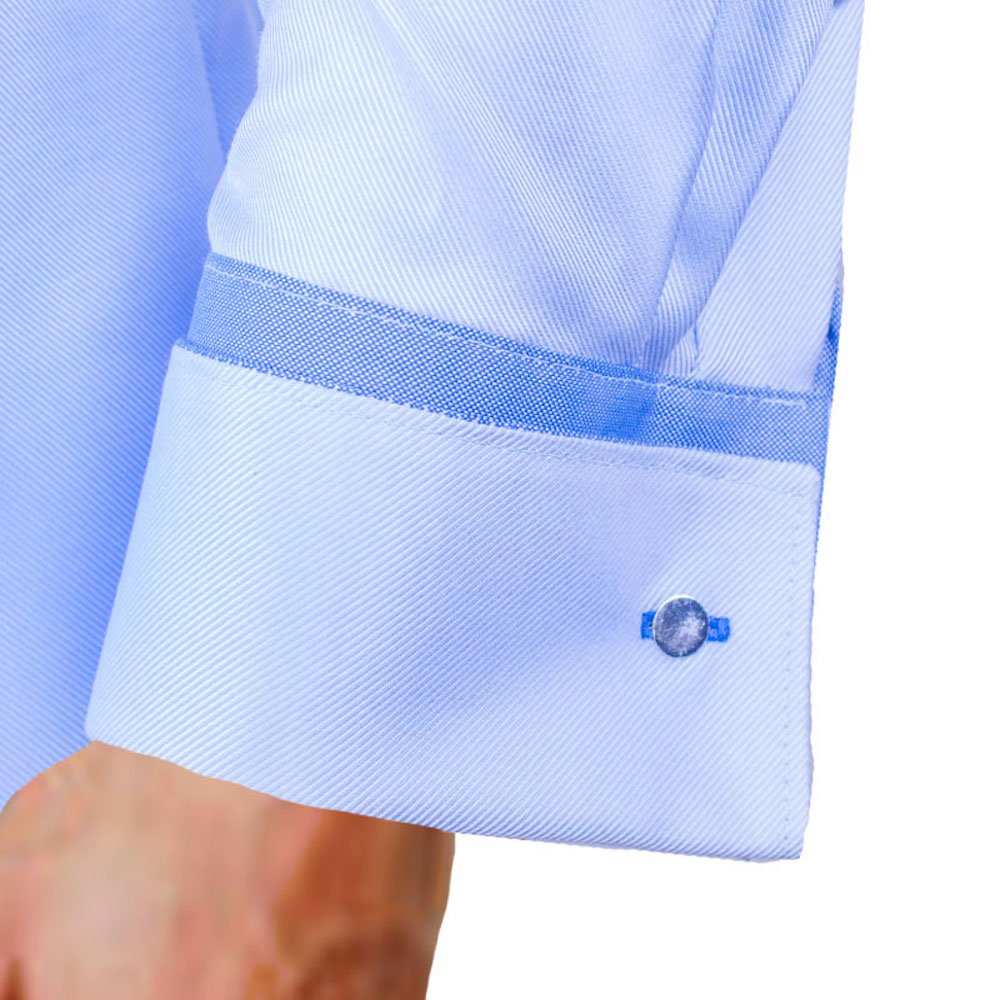 Premium Light Blue & Dark Blue French Cuff Dress Shirts for Men | 100% Cotton Formal Business Attire | Made in USA | Perfect for Weddings, Office & Special Occasions