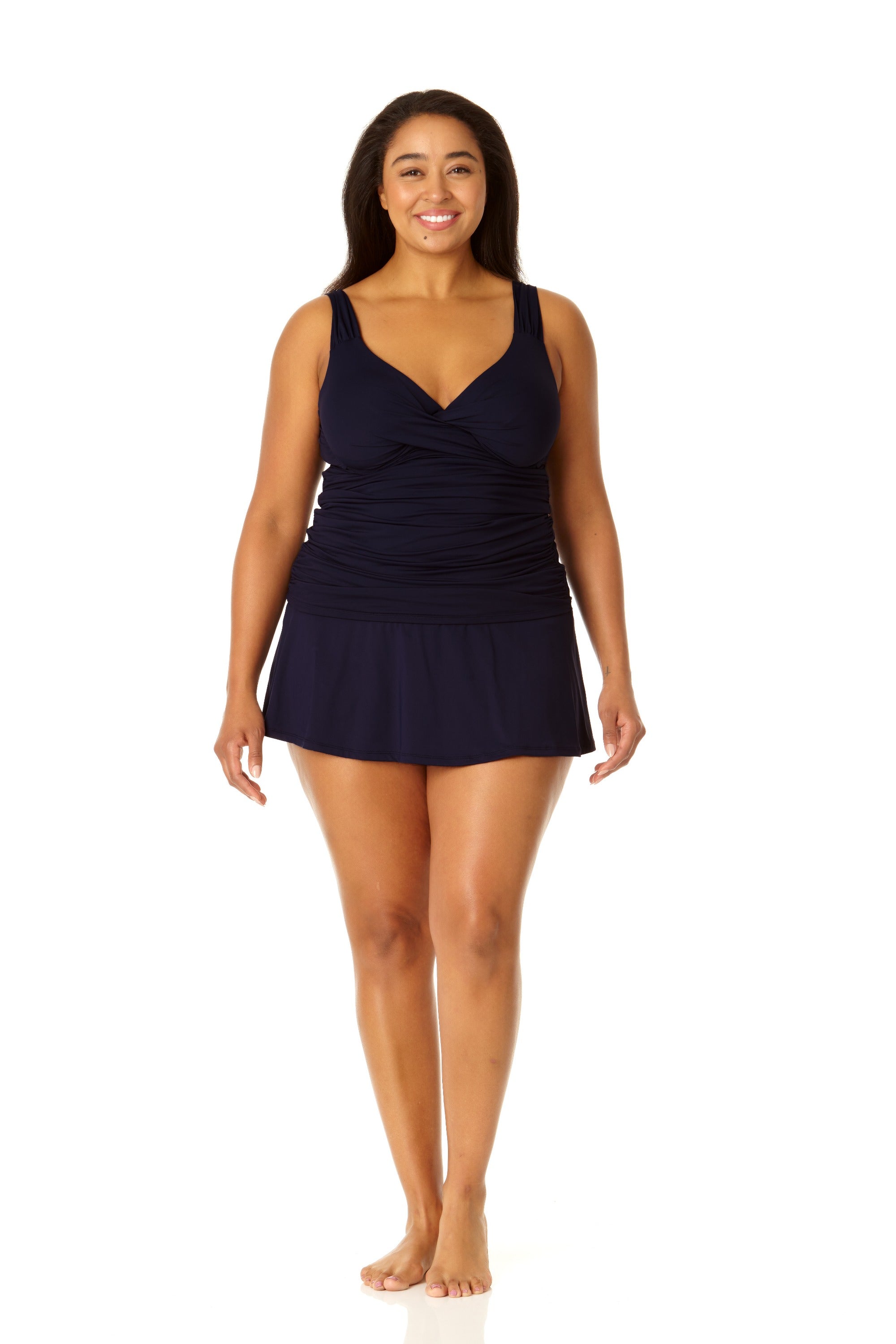 Anne Cole Plus Size Twist Front Underwire Tankini Swim Top - Comfortable & Supportive Swimwear for Women, Perfect for Beach Vacations & Pool Parties