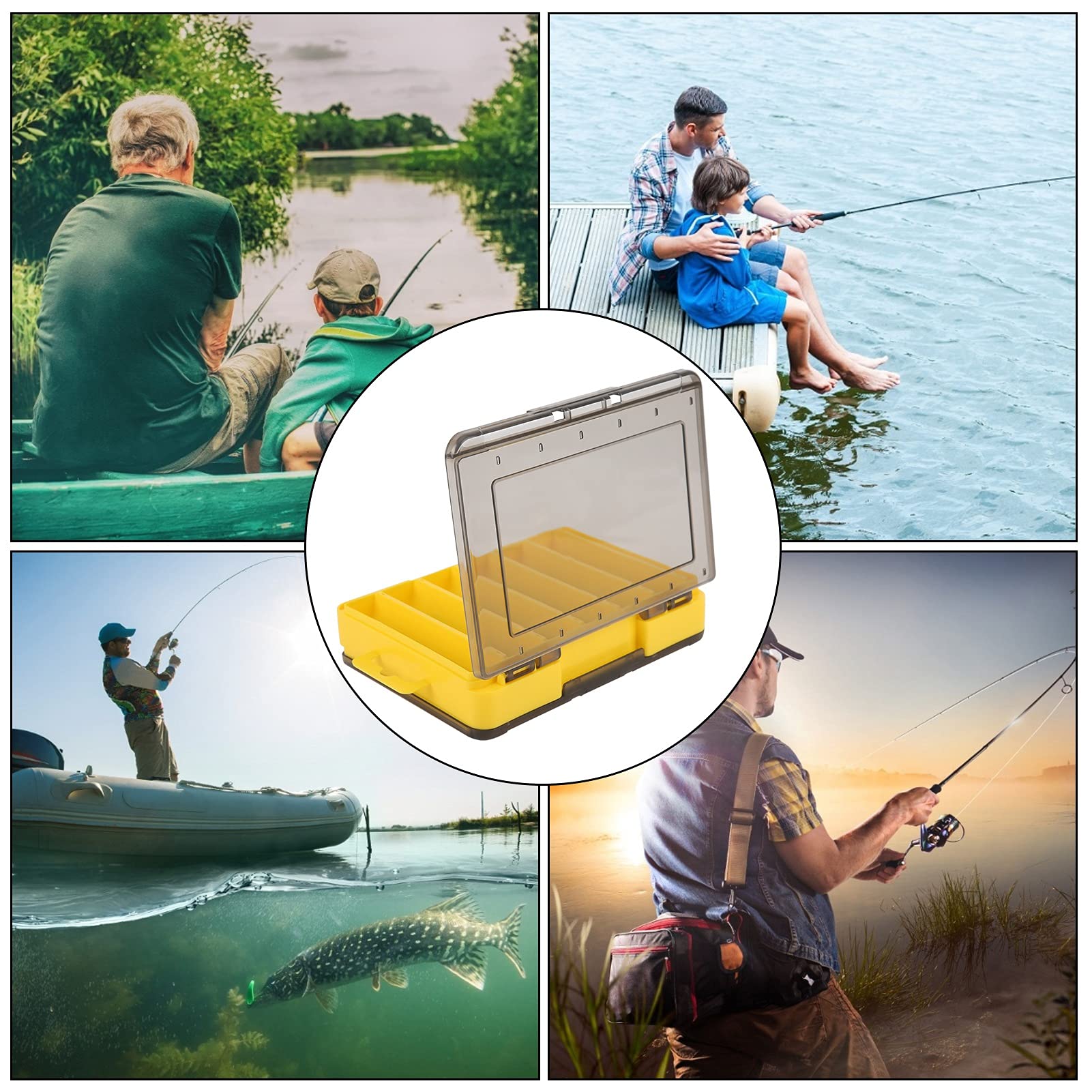 Ubersweet® Fishing Hook Storage Box - Durable Polypropylene Material for Long Service Life | Waterproof & Practical Fishing Accessories for Hooks, Lures & Tackle | Ideal for Saltwater & Freshwater Fishing Trips, Boat & Shore Fishing (Yellow)