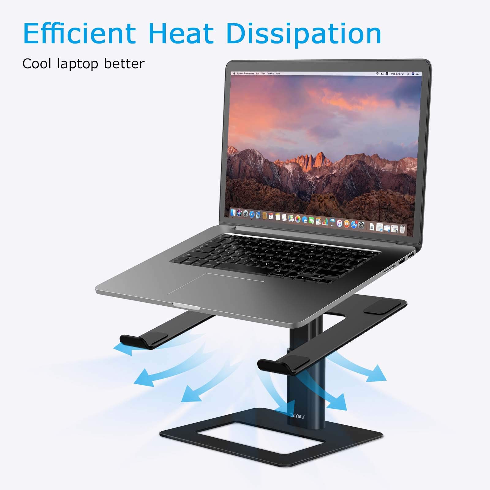 BoYata Ergonomic Aluminum Laptop Stand - Height Adjustable Computer Holder for MacBook Pro/Air, Dell, Lenovo, HP, Samsung, and More 11-17