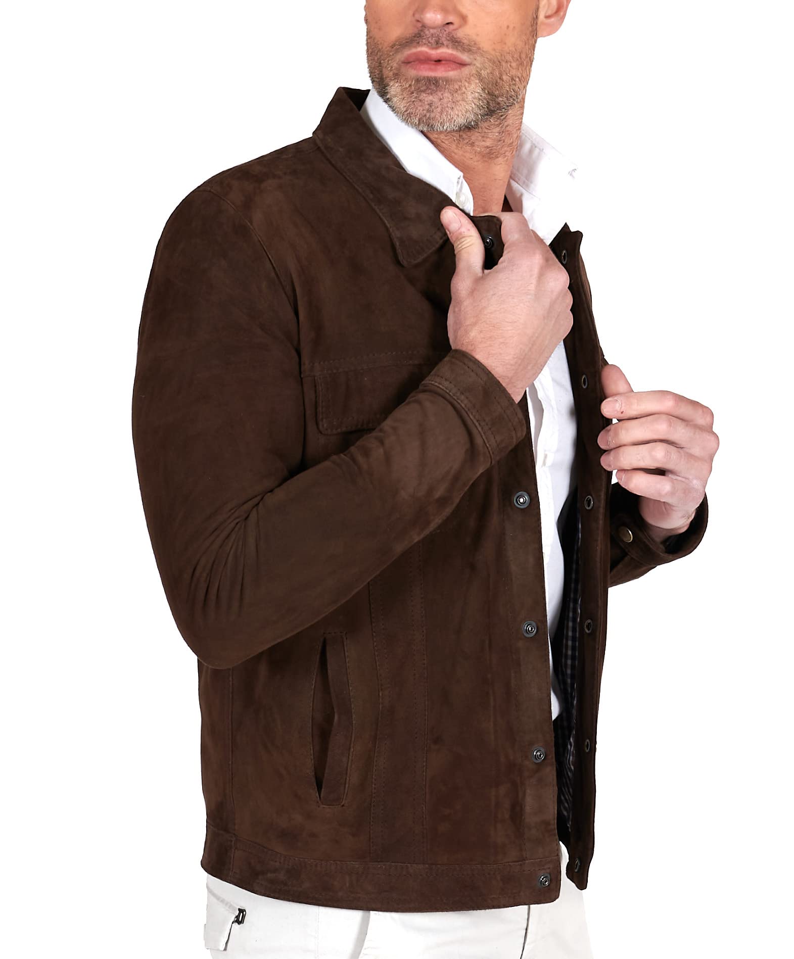 Genuine Italian Leather Motorcycle Jacket for Men - D'Arienzo Brown Leather Biker Jacket with Pockets, Size 54 - Perfect for Riding, Casual Wear & Outdoor Adventures