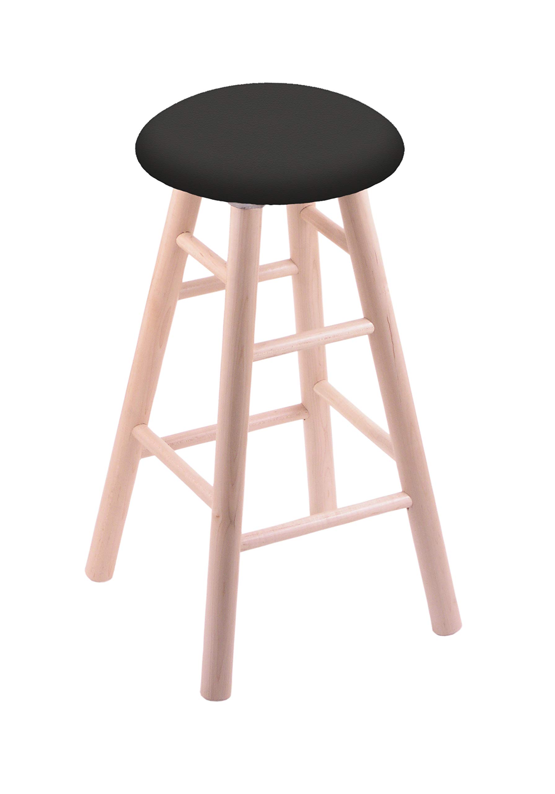Natural Maple Wood Bar Stool with Wrought Iron Seat - Rustic Kitchen Island & Counter Height Stool for Dining & Home Decor