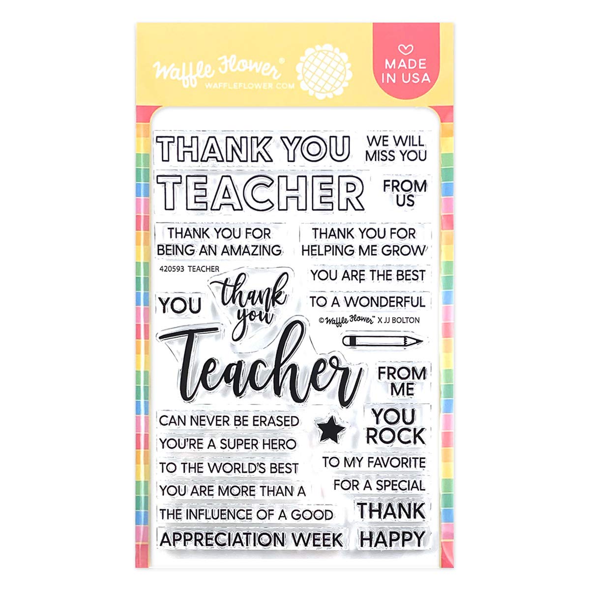 Waffle Flower Teacher Stamp Set for DIY Scrapbooking & Cards