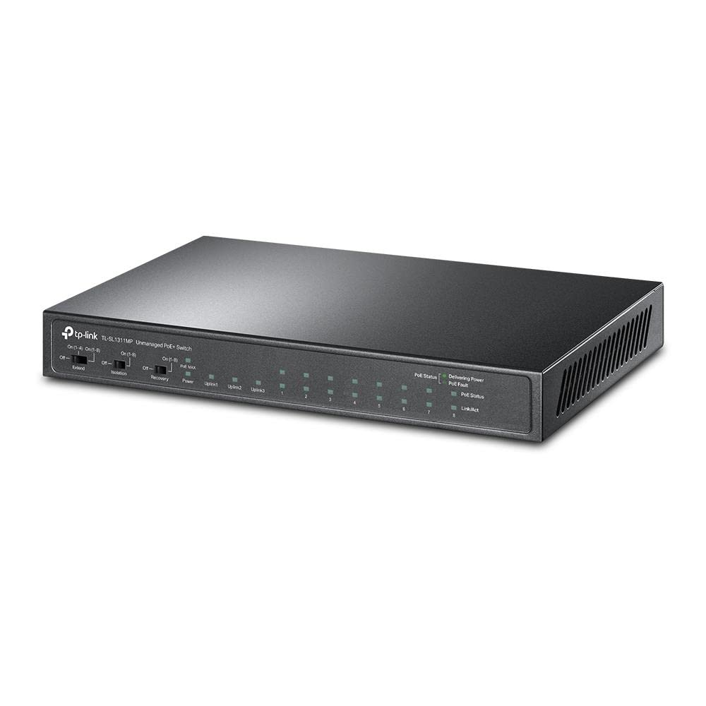TP-Link TL-SL1311MP 8-Port Fast Ethernet PoE+ Switch with 2 Gigabit Ports & 1 SFP Port - Ideal for Home Office, Small Business Network & Smart Home Setup