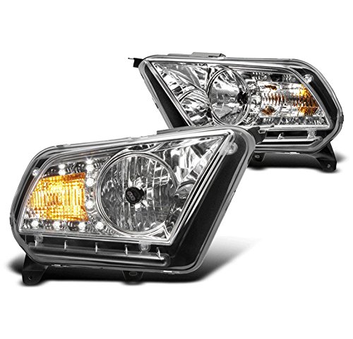 Bright White LED DRL Headlights for 2010-2014 Ford Mustang Base/GT - Chrome Housing, Daytime Running Lights - Upgrade Your Mustang's Style & Visibility for Night Driving and Daily Commutes