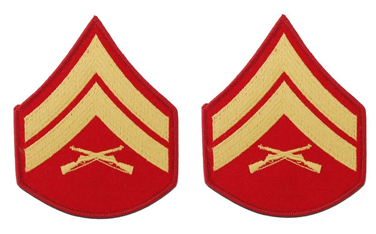 USMC Chevron Gold on Red Enlisted Rank Patch - Official US Marine Corps Insignia for Uniforms, Tactical Gear & Military Collectibles | Perfect for Veterans, Active Duty & Military Enthusiasts