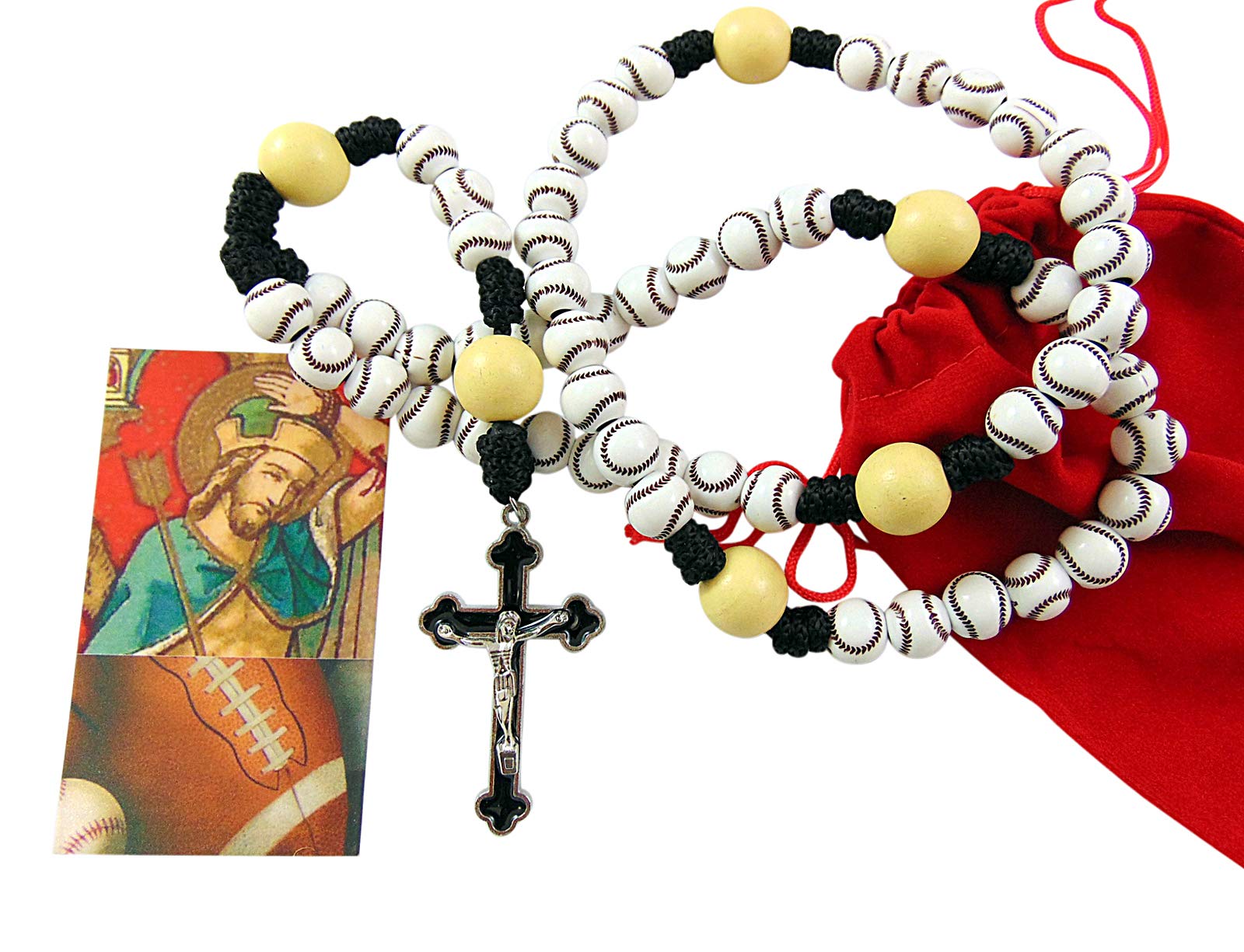 Westmon Works Baseball Rosary Gift Set - St. Sebastian Prayer Card & Pouch - Perfect for Athletes, Coaches & Baseball Fans - Ideal for Gifts, Team Spirit & Religious Devotion