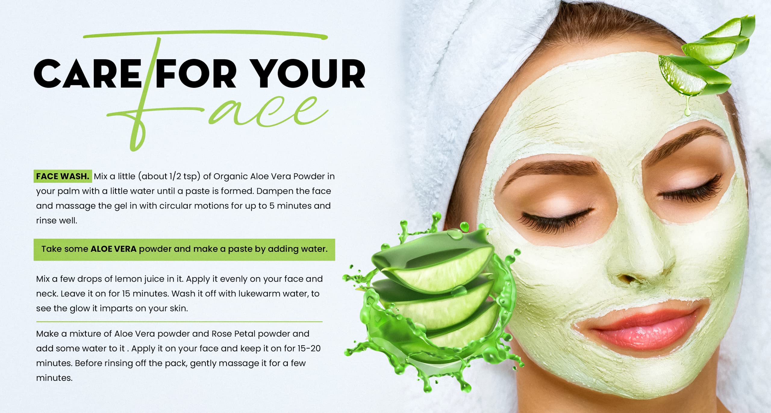 Organic Aloe Vera Leaf Powder (Aloe Barbadensis) - 100% Pure Natural Moisturizer for Hair & Skin Care | 3.53 Oz (100g) | DIY Face Masks, Juice, Salve & Beauty Recipes | Perfect for Dry Skin & Hair Treatment