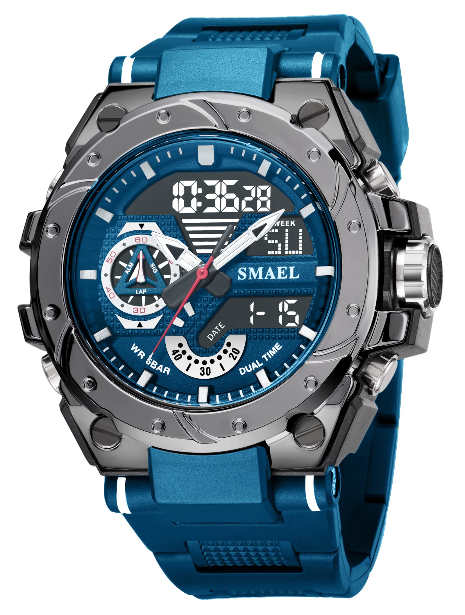 Men's Tactical Military Sports Watch - Digital LED Analog Outdoor Army Watch with Stopwatch, Waterproof Large Face for Hiking, Camping & Adventure Activities
