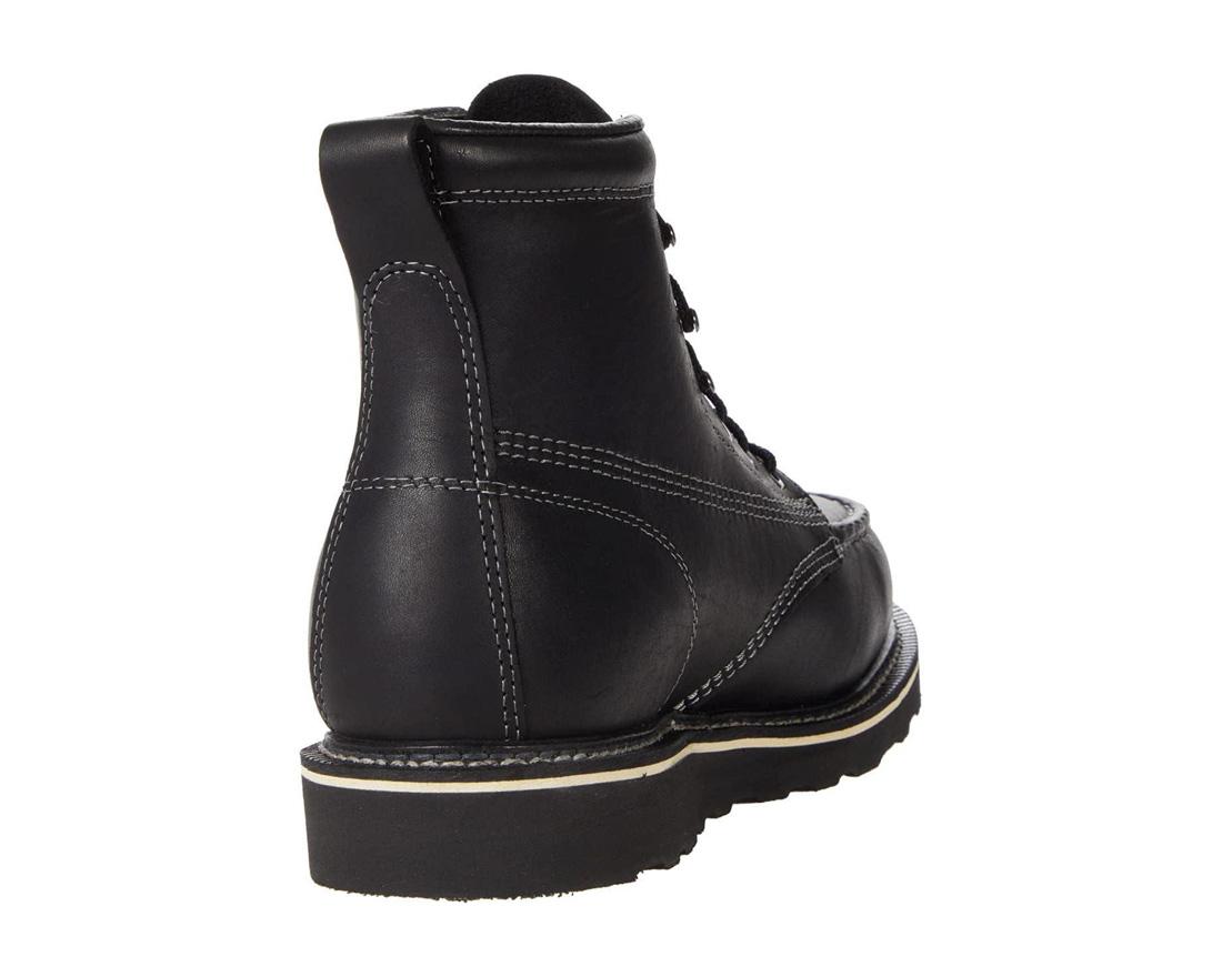 Midnight Series 6 Moc Toe Boots for Men - Black Leather Work Boots with Slip-Resistant Sole | Perfect for Construction, Hiking & Outdoor Activities
