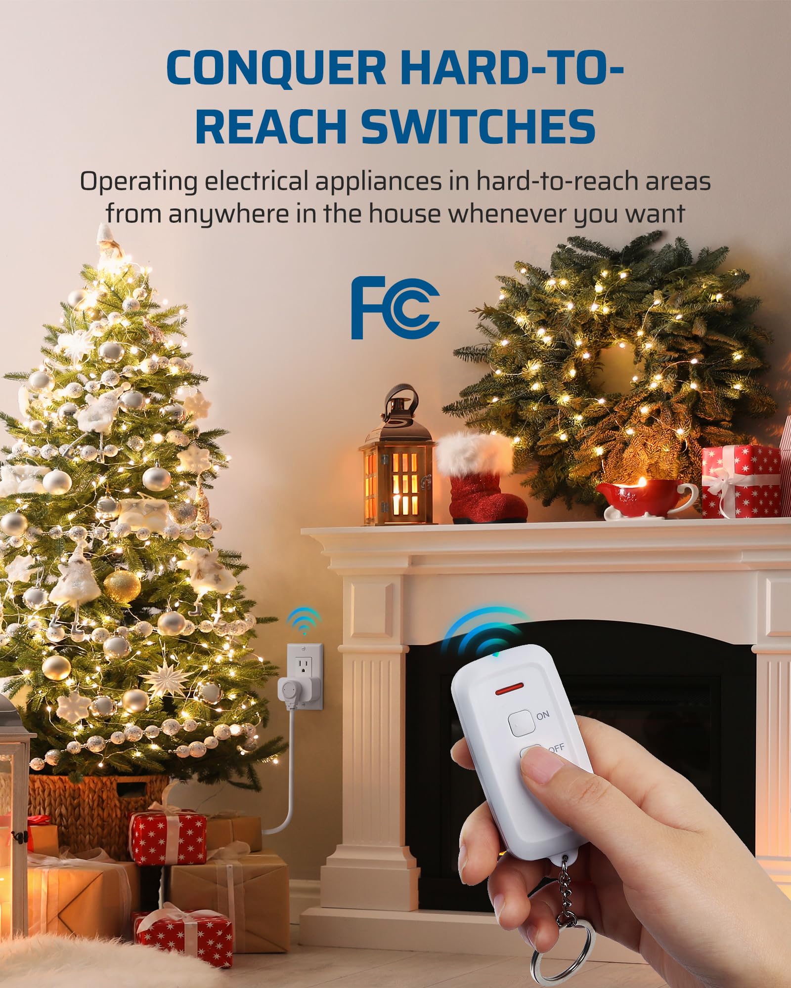 DEWENWILS Indoor Wireless Remote Control Outlet Switch - 15A/1875W, 100ft RF Range, No Wiring Needed, Compact & Programmable Design - Perfect for Home Lighting, Appliances & Smart Home Automation