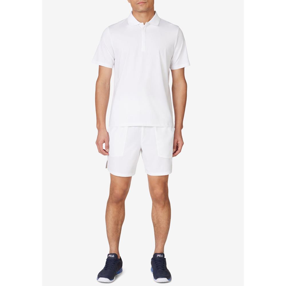 Fila Men's Essentials Polo Shirt - Classic White Cotton Short Sleeve Casual Top for Golf, Work & Everyday Wear