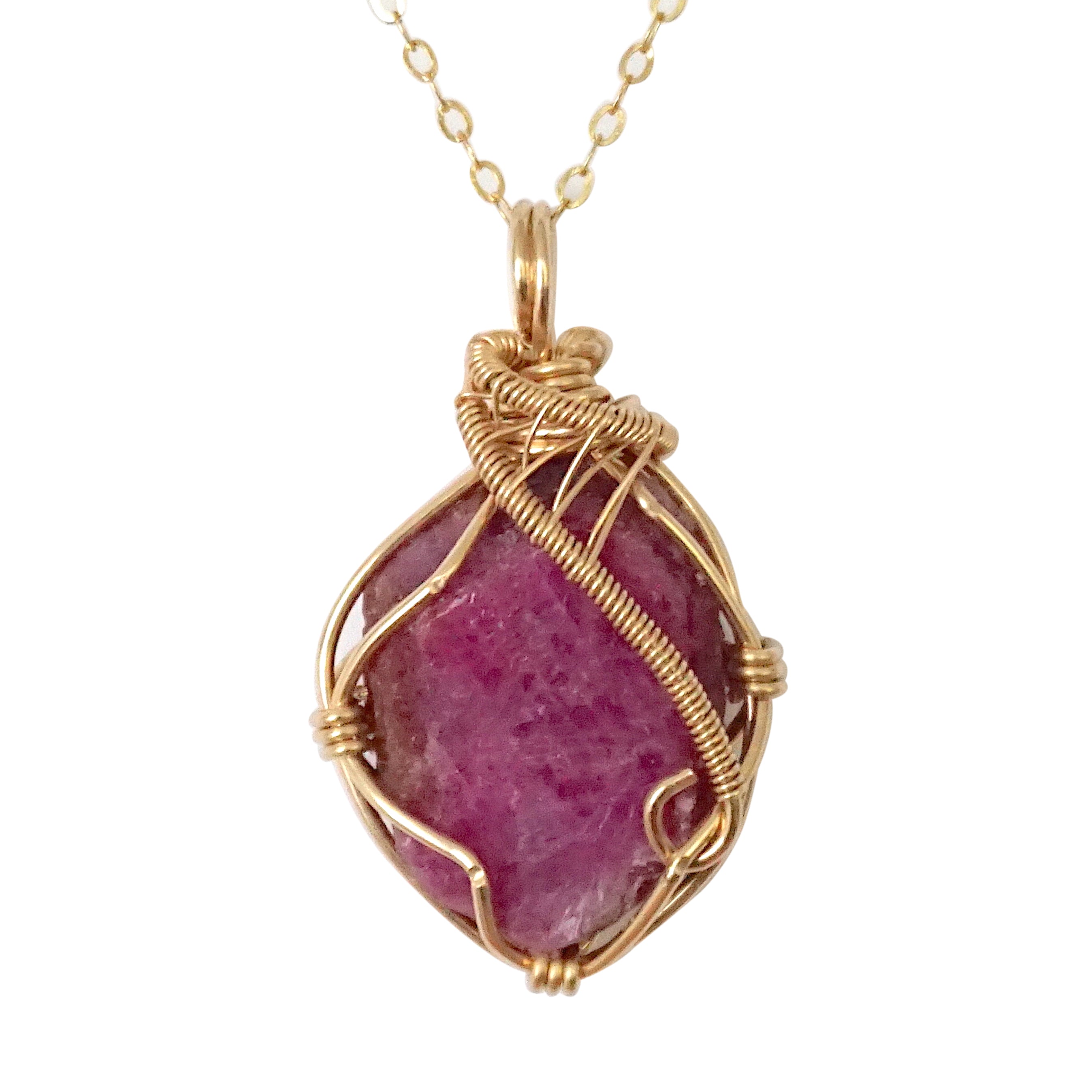 14k Gold Filled Pink Ruby Pendant Necklace for Women - Elegant Jewelry Gift for Valentine's Day, Anniversary & Special Occasions