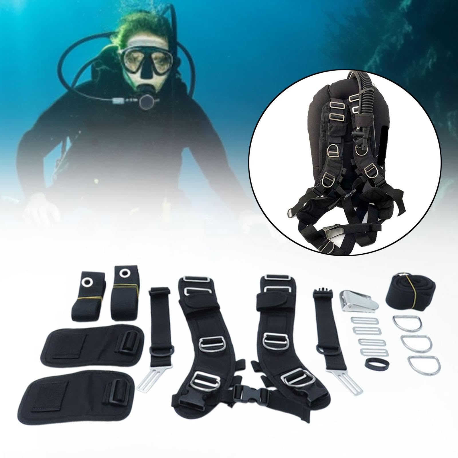**Scuba Diving Backplate with Donut BCD - Easy Setup & Adjustable Harness for Comfortable Underwater Exploration**    *(Perfect for Professional Divers, Underwater Photography, and Deep-Sea Adventures)*