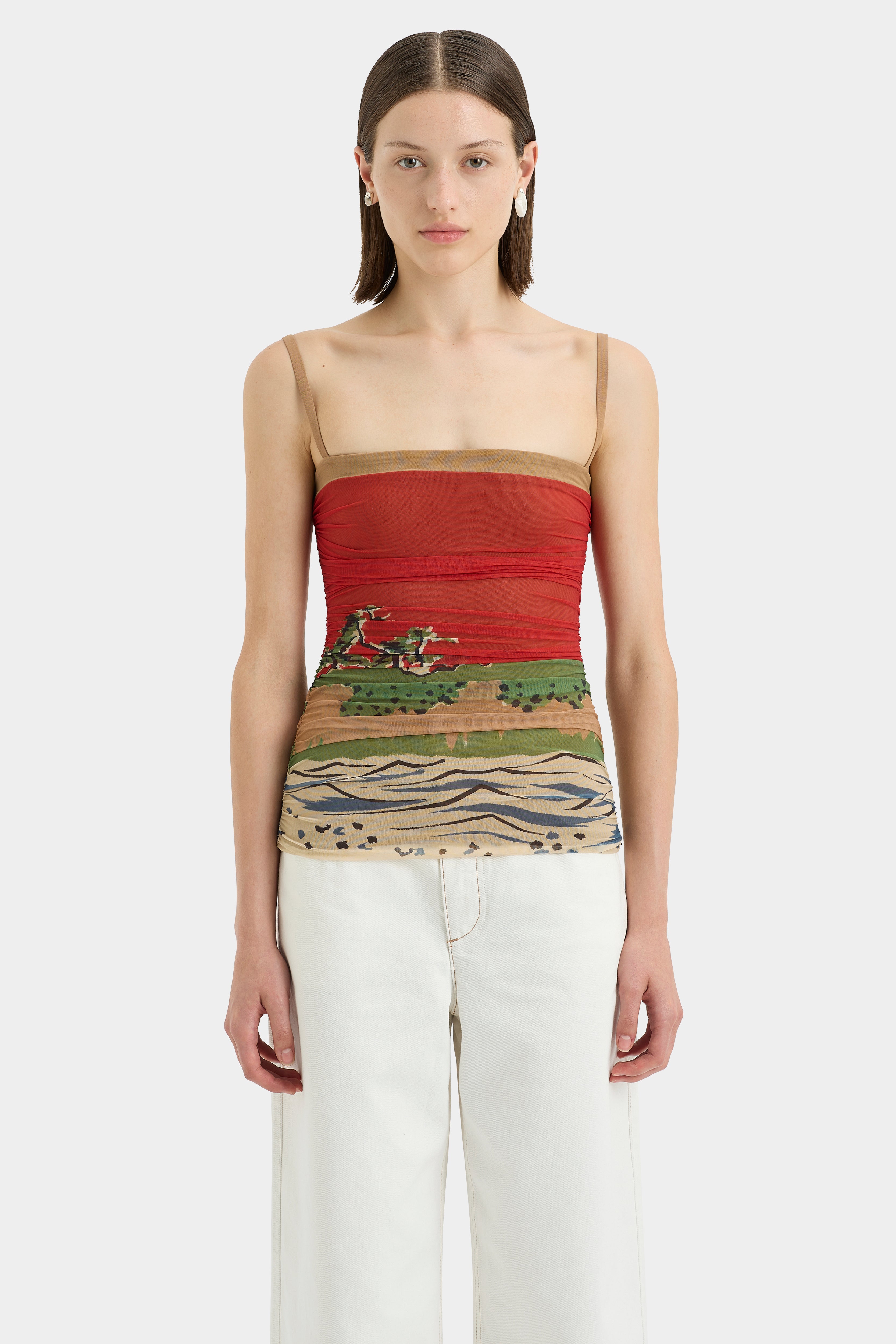 Redwood Ruched Cami Top for Women - Stretchy Sleeveless Tank with Adjustable Straps - Perfect for Layering, Casual Outfits & Summer Wardrobe