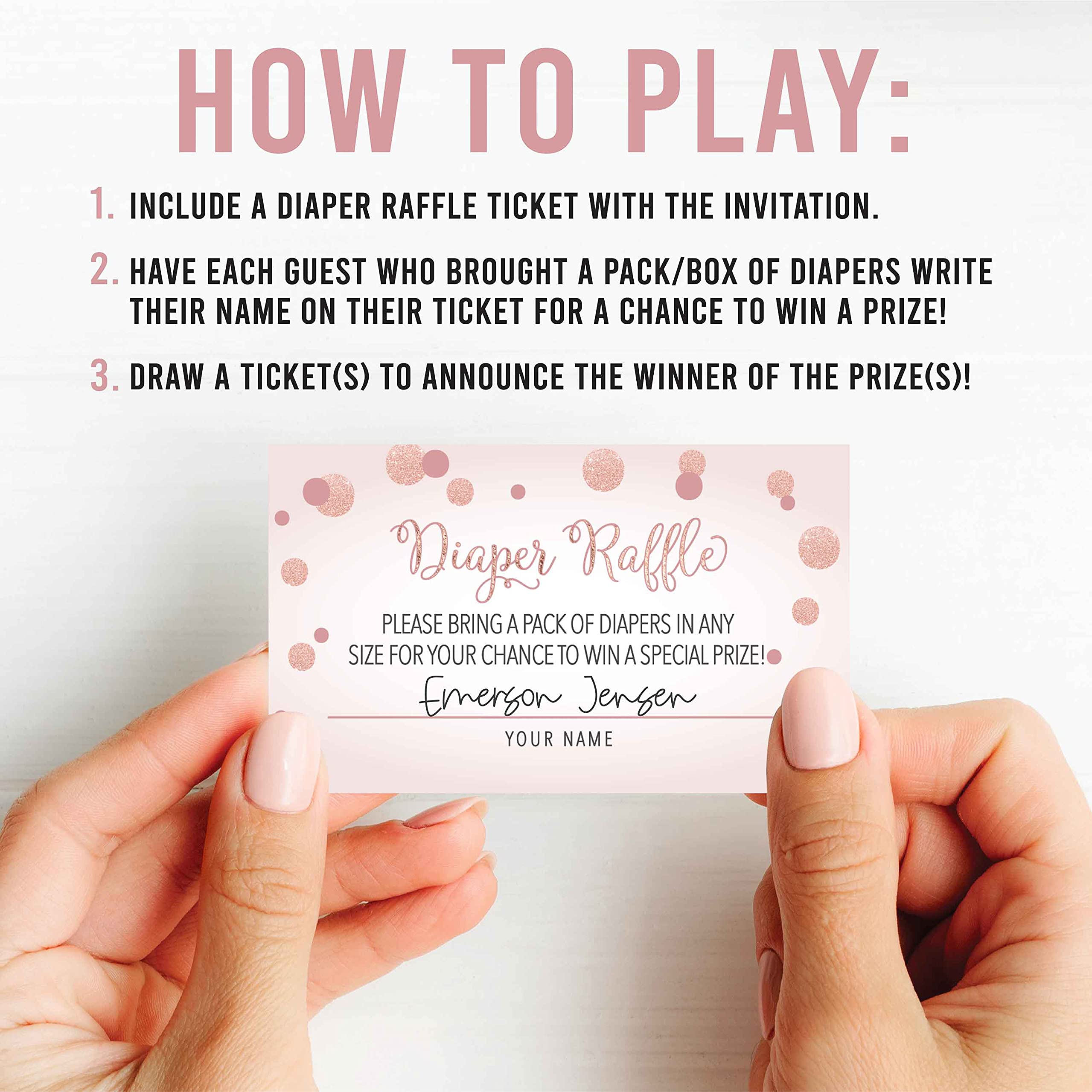 Hadley Designs 25 Gold Baby Shower Diaper Raffle Tickets for Girls - Elegant Baby Shower Game Prizes, Diaper Raffle Cards, Baby Raffle Invitations - Perfect for Baby Shower Parties, Gender Reveals & New Mom Gifts