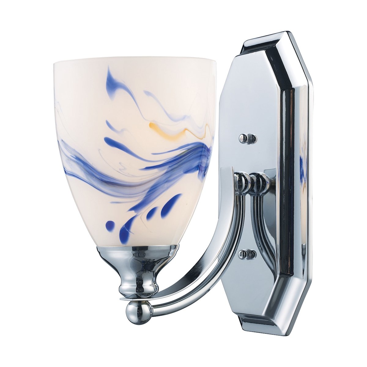 Chrome Vanity Wall Lamp with Mountain Glass - 1-Light Bathroom Sconce for Modern Home Decor, Bedroom & Hallway Lighting