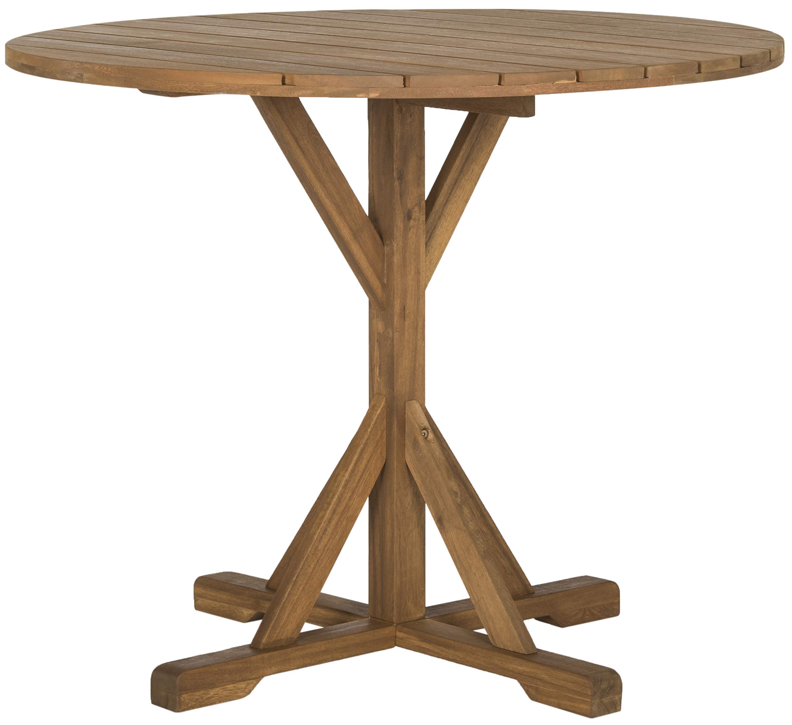 SAFAVIEH PAT6735A Arcata Round Outdoor Dining Table - Weather-Resistant, Durable for Patio, Garden, and Poolside Use