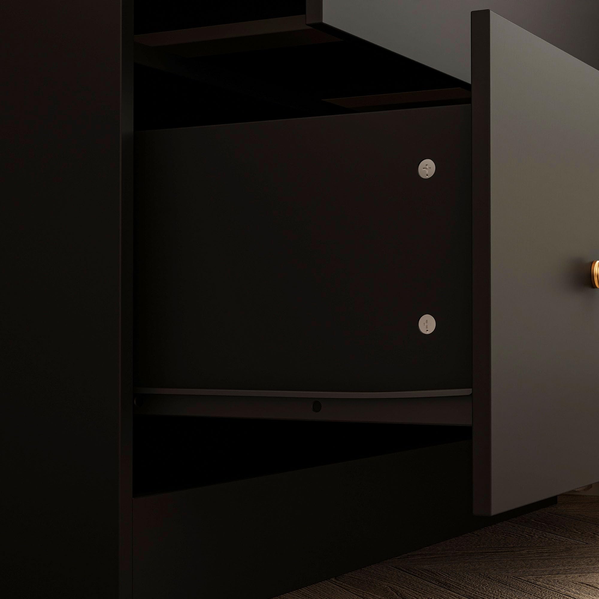 Homsee Wooden Wardrobe Armoire with Mirror - 2 Doors, 2 Drawers & 4 Open Storage Cubes - Freestanding Closet with Hanging Rod for Bedroom Organization - Black (35.5”L x 15.8”W x 70.8”H) - Perfect for Small Spaces, Apartments and Dorm Rooms