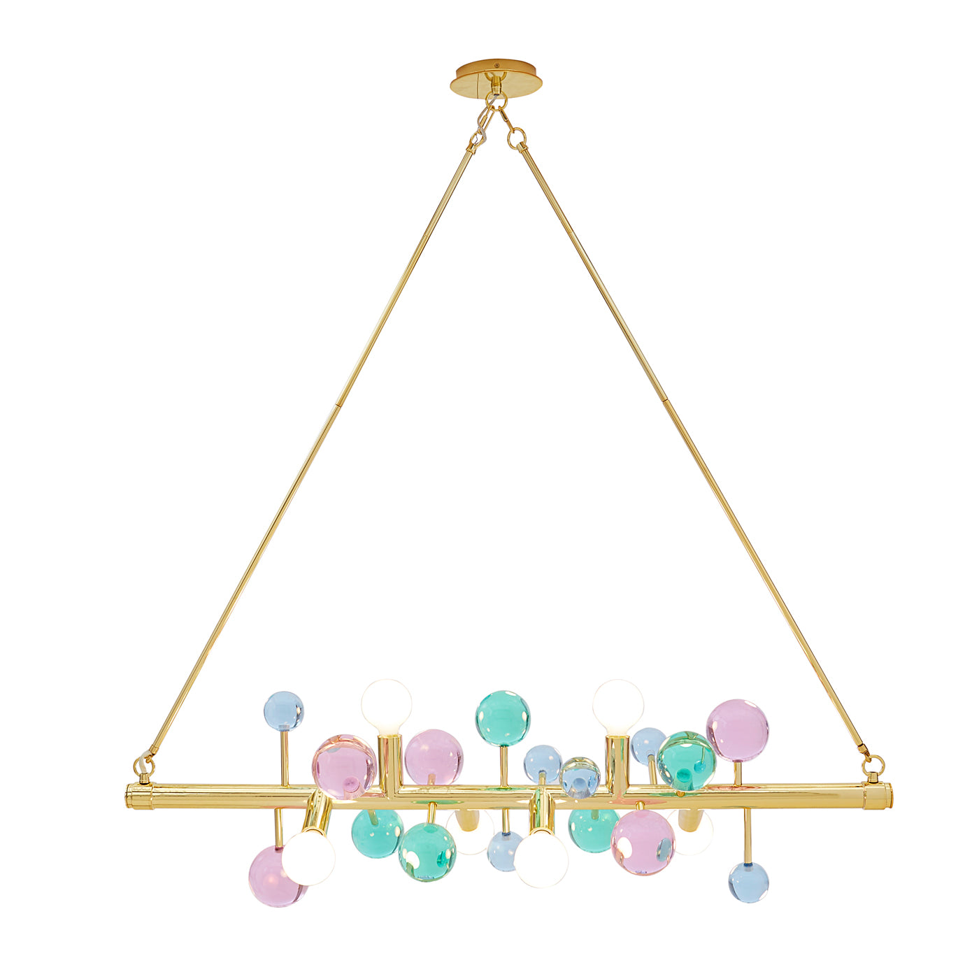 Globo Six Light Linear Chandelier - Modern LED Crystal Pendant Lighting Fixture for Dining Room, Kitchen Island & Living Room Decor
