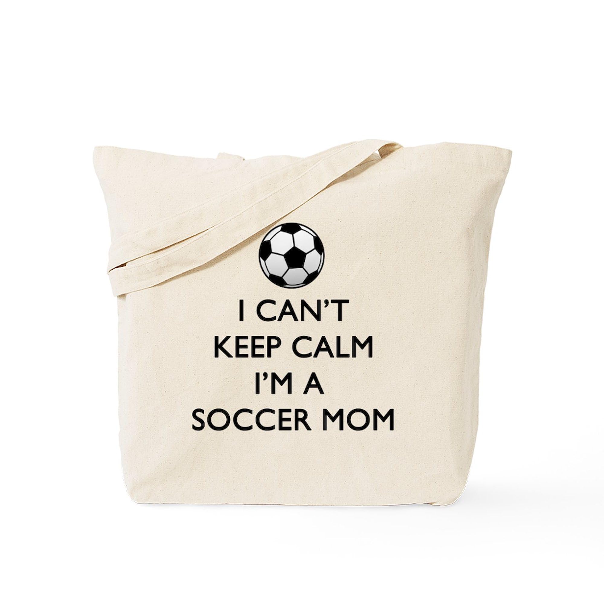 Keep Calm Soccer Mom Tote Bag - Natural Canvas Reusable Shopping Bag for Women | Perfect for Groceries, Beach Trips & Soccer Games