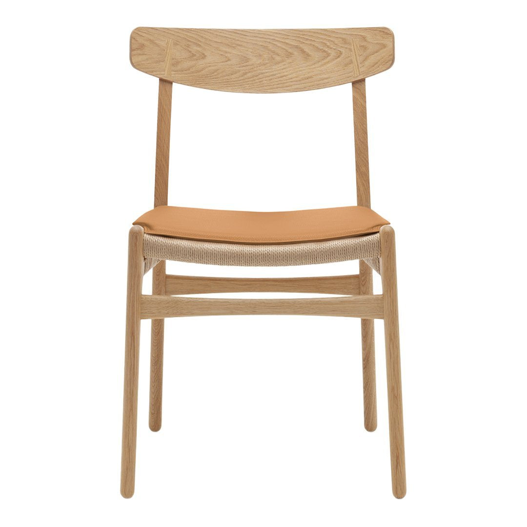 CH23 Chair with Premium Leather Seat Cushion - Ergonomic Design for Home Office, Living Room & Dining Room - Comfortable Modern Furniture for Work & Relaxation