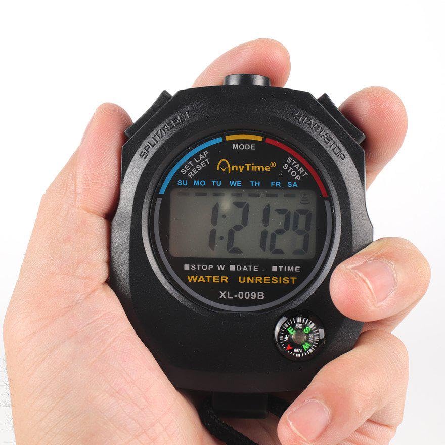 PIA INTERNATIONAL® Sports Stopwatch - Multi-Functional Digital Timer with Alarm, 0.01s Precision, Compass & Date Display - Large Screen for Running, Exercise & Learning - Includes Wrist Strap - Perfect for Track & Field, Swimming, Gym Workouts & Classroom Activities