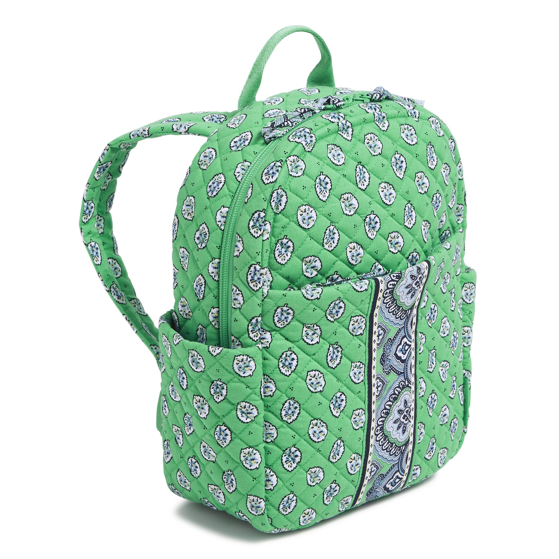 Vera Bradley Cotton Small Backpack - Lightweight & Durable Garden Green Leaf Print - Perfect for School, Travel & Everyday Use