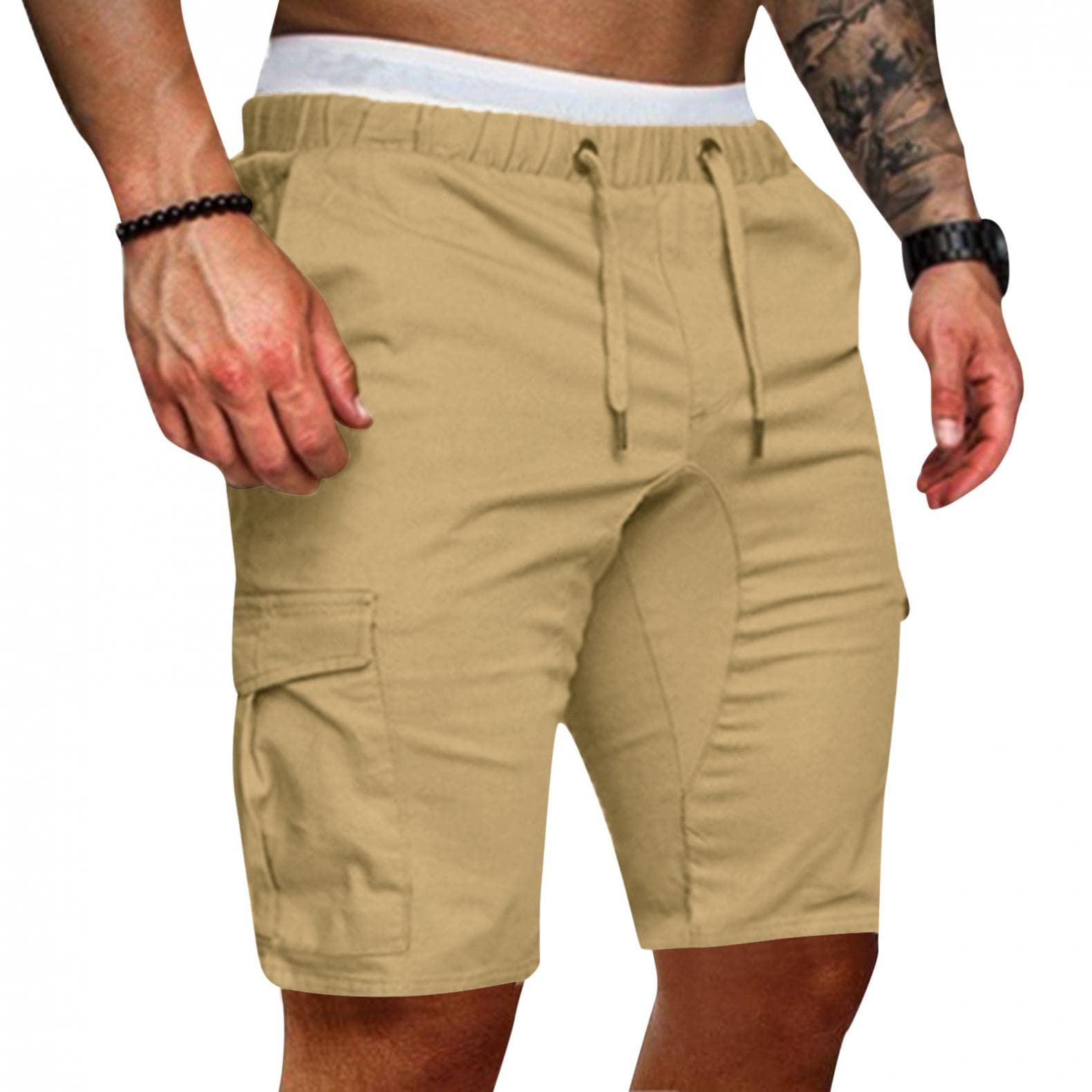 Men's Cargo Shorts with Elastic Waist & Drawstring - Classic Fit Casual Summer Shorts for Beach, Hiking, and Outdoor Activities | E03