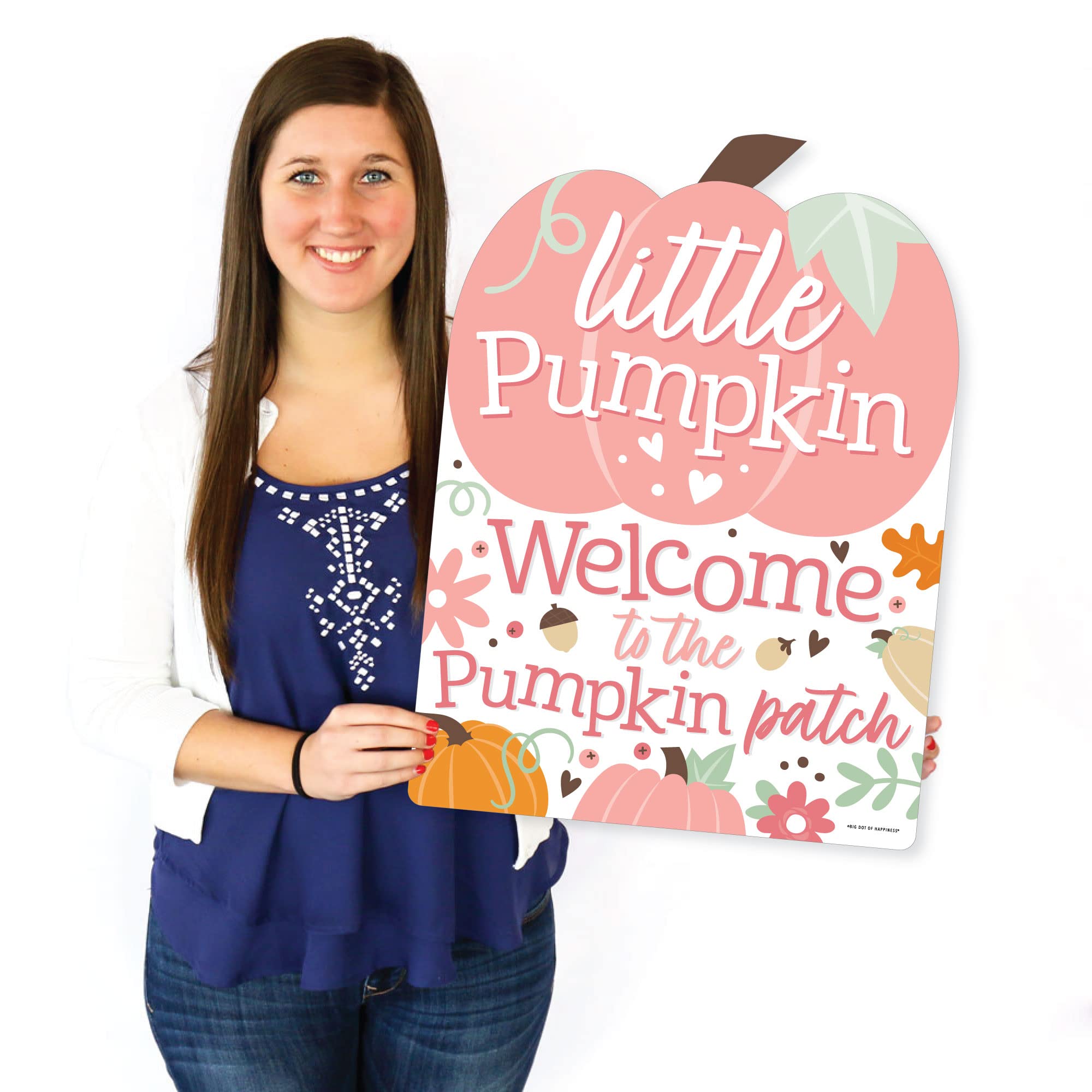 Big Dot of Happiness Girl Little Pumpkin Party Decorations - Fall Birthday Party, Baby Shower Welcome Yard Sign for Autumn Celebrations & Seasonal Home Decor
