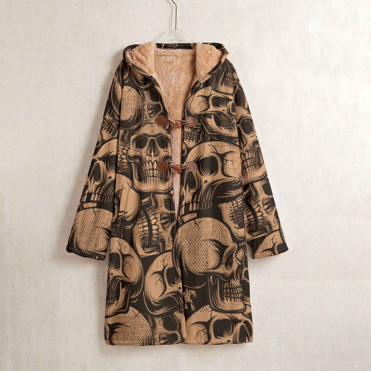 Stylish Bronze Skulls Horn Button Fleece Windbreaker Jacket for Men & Women - Perfect for Outdoor Adventures, Casual Wear, and Halloween Costumes
