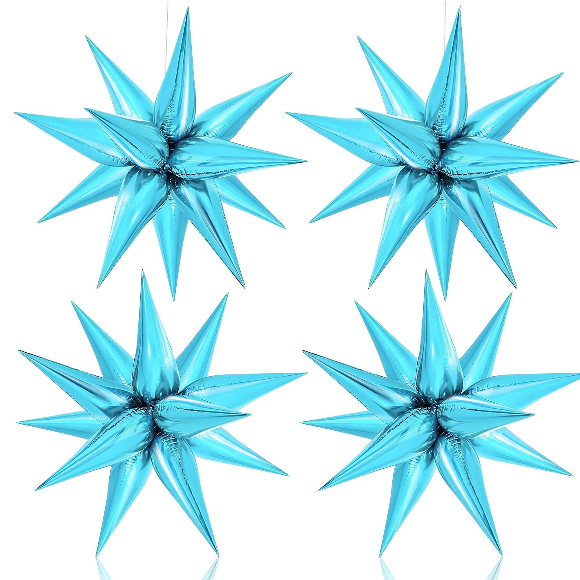 100 Pieces 26-Inch Big Blue & Silver Star Balloons | Premium Starburst Balloons for Party Decorations - Baby Showers, Bachelorette Parties, Weddings & Birthday Celebrations | Durable Cone-Shaped Balloons with Explosion Point Design